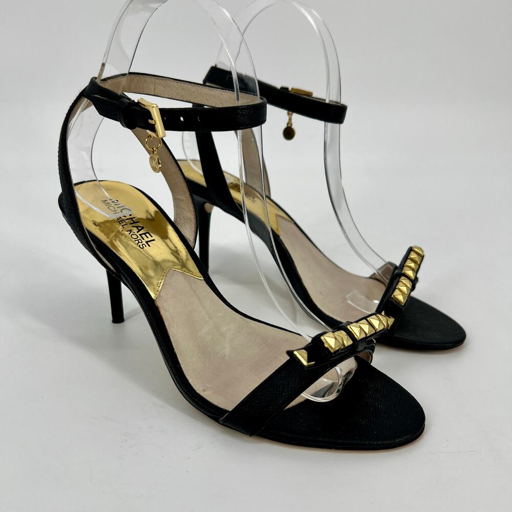 Michael Kors Black Sandals with Gold Accents